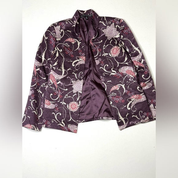 Linda Allard for Ellen Tracey Floral Purple Brocade Size 10 - Picture 2 of 7